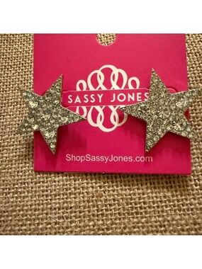 Sassy Jones Silver Star Studs with Rhinestones